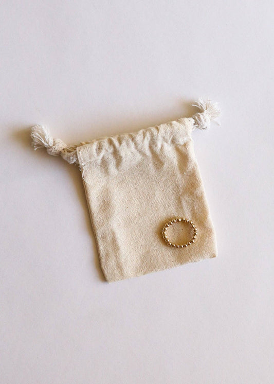 14K Gold Filled || Adult Beaded Stretch Stacking Ring