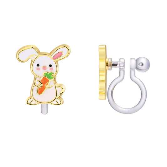 CLIP ON Cutie Earrings- Easter Bunny Hugs