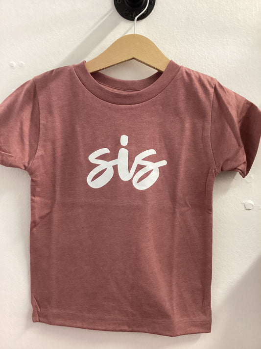 Sis onesie/toddler tee: mauve 0-3m-3T