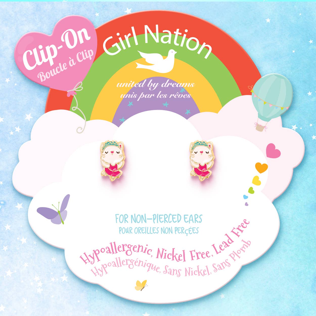 CLIP ON Cutie Earrings- Kitty Ballerina