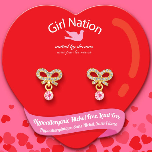 Crystal Bow Cutie Stud Earrings with CZ