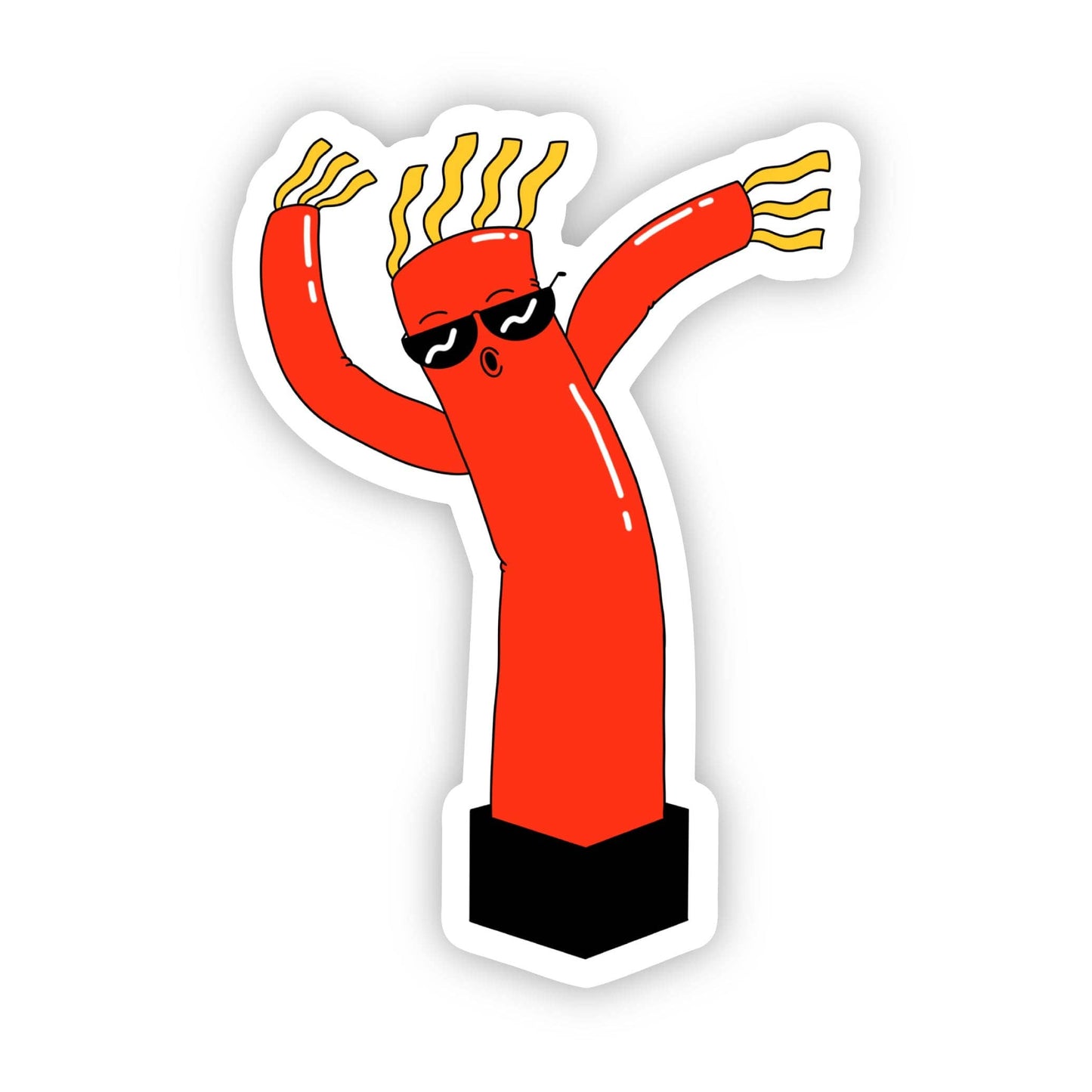 Wacky inflatable tube sticker - red