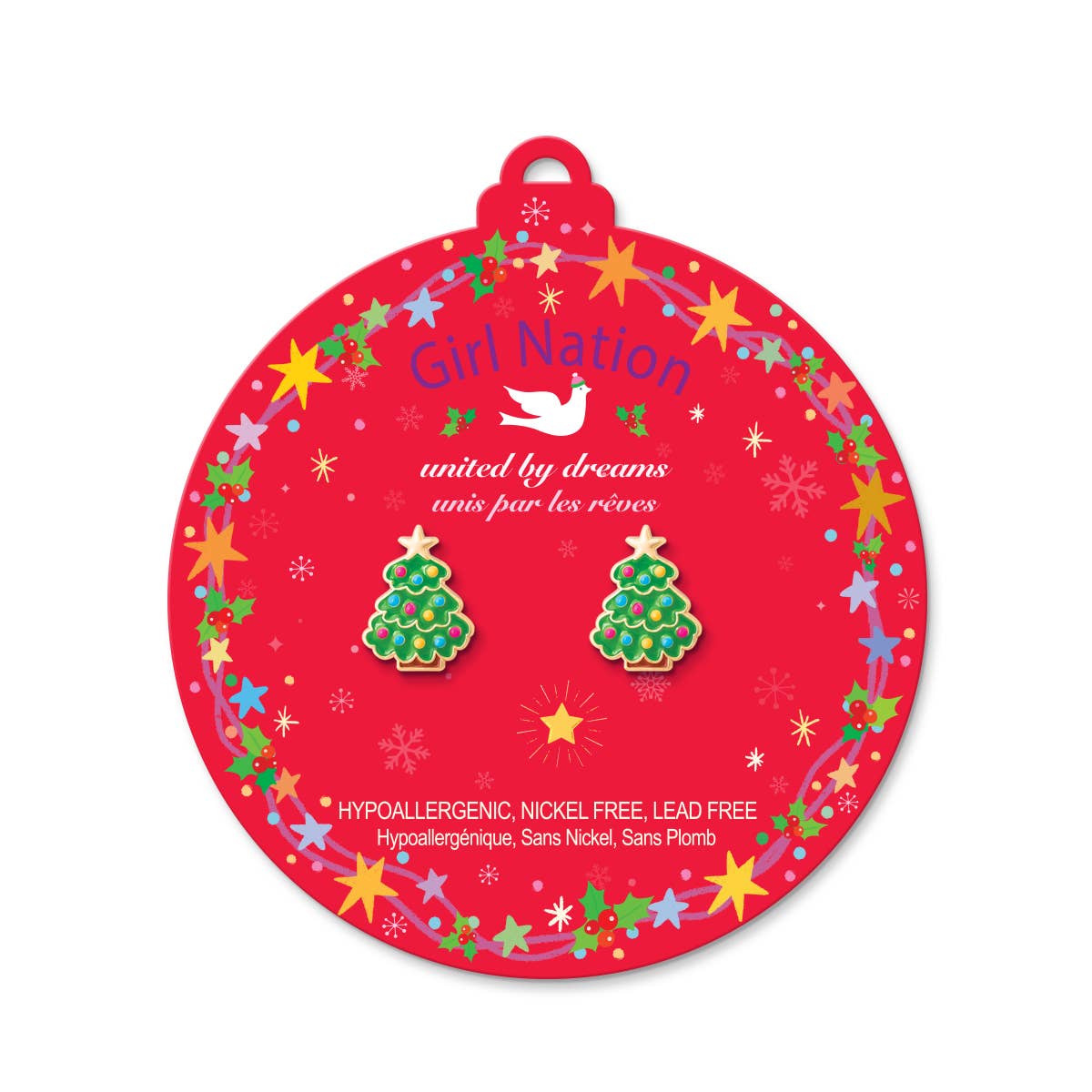Happy Christmas Tree Stud Earrings