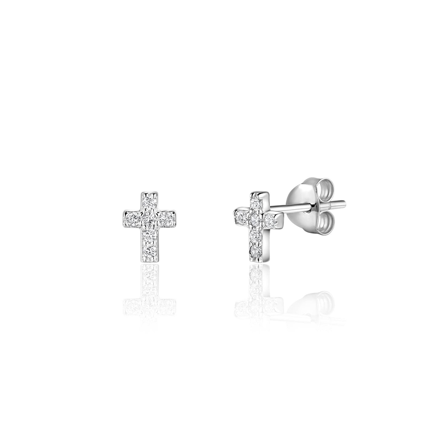 Sterling Silver Cross Earrings with Cubic Zirconia