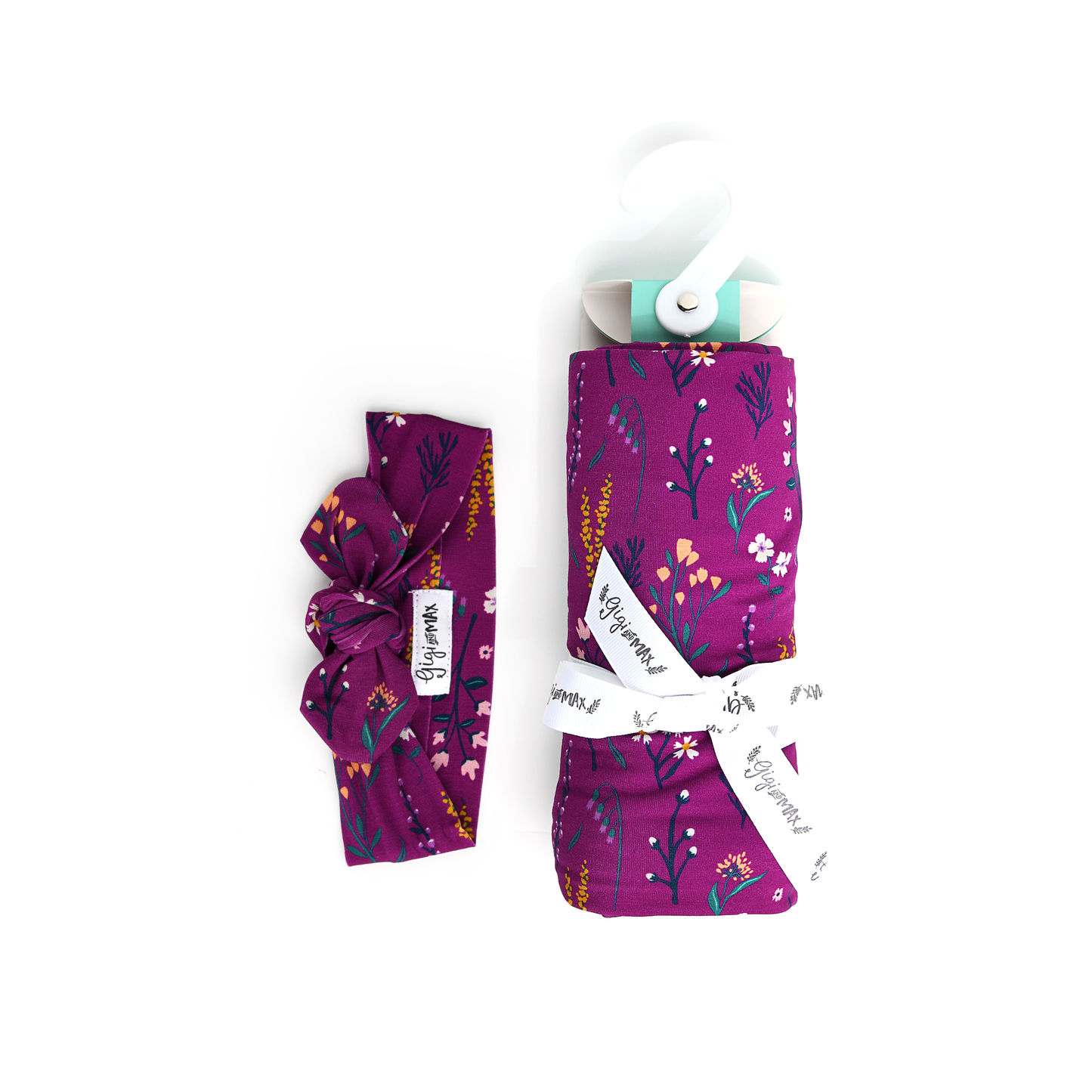 Bamboo Swaddle Blanket Baby Baby Gift Set Nursery Eden Purple Floral