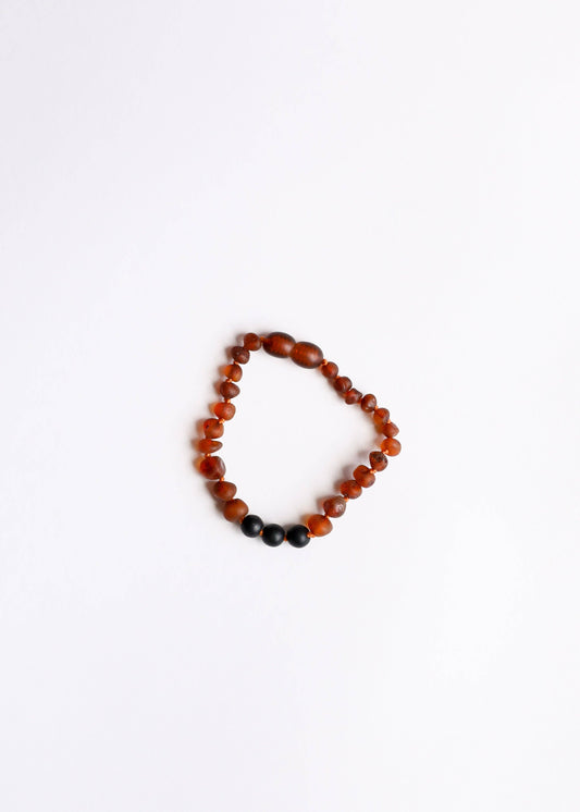 Raw Cognac Baltic Amber + Shungite || Anklet or Bracelet