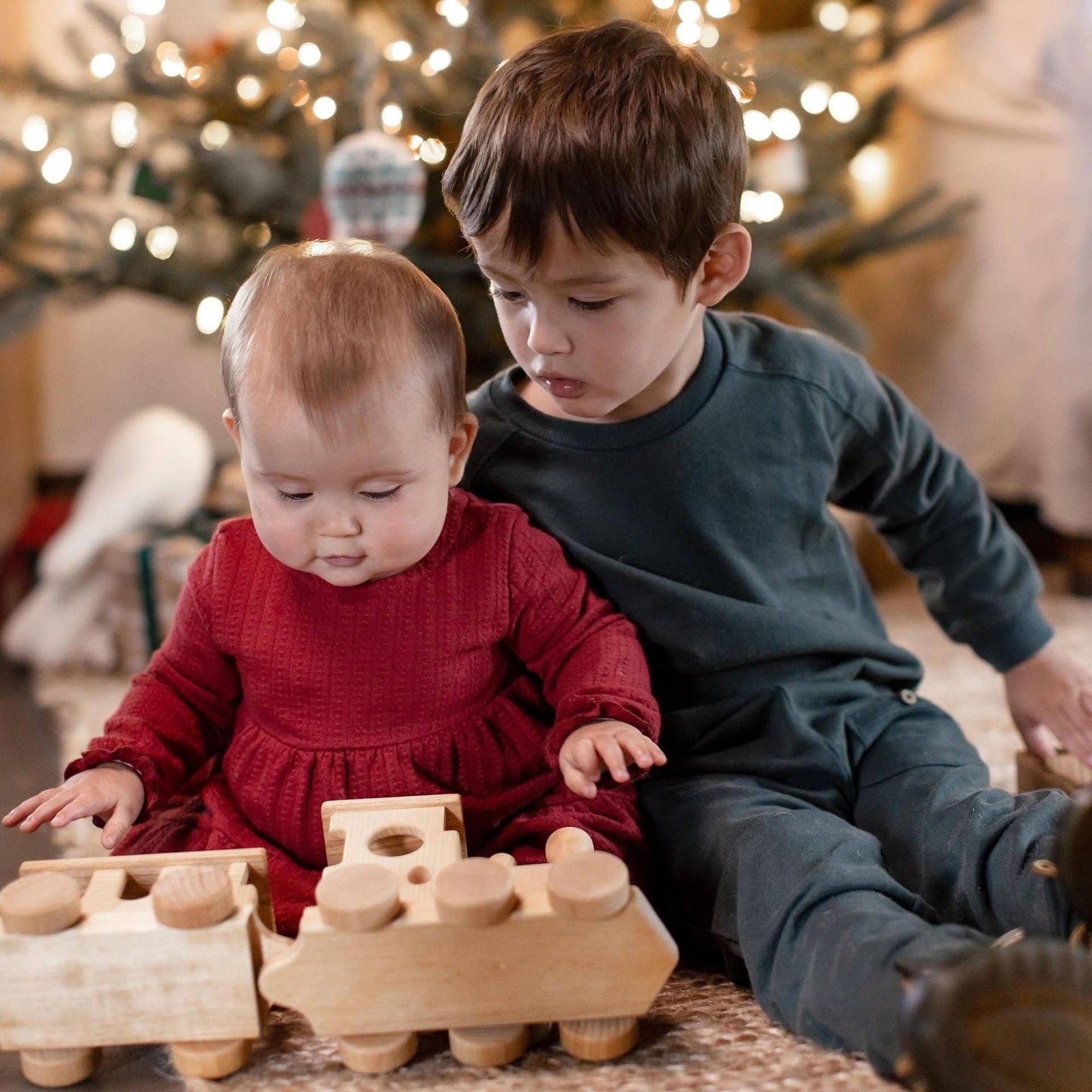 Dotted Rib Organic Cotton Dress - Brick Red