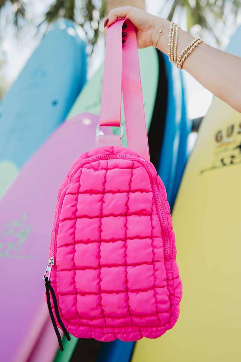 Hot Pink Quilted Cute Sling Bag