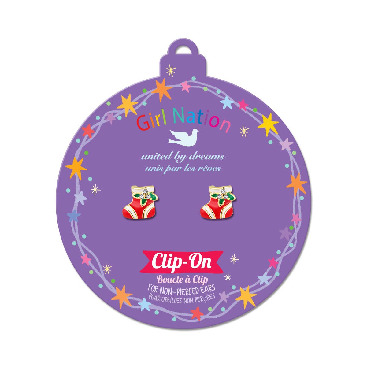 Holiday Stocking Cutie Clip On Earrings