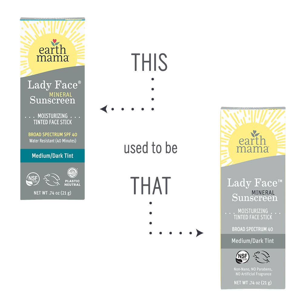 Lady Face Mineral Sunscreen Face Stick SPF 40: .74 oz. net wt. (21 g) / Light/Medium Tint