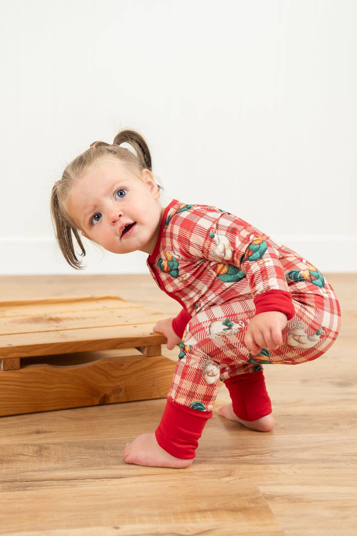 Christmas Chickens Plaid Baby Zippy