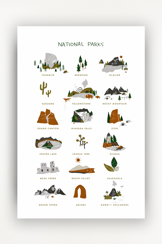 National Parks Art Print: 11x14