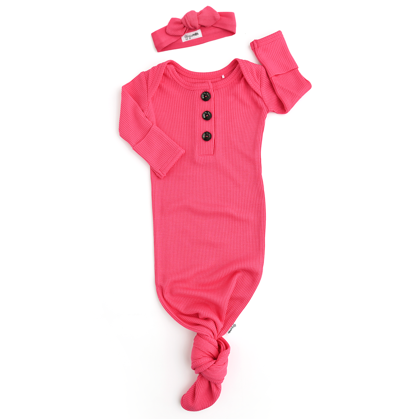 Raspberry Gown Newborn Pink Waffle Baby Outfit