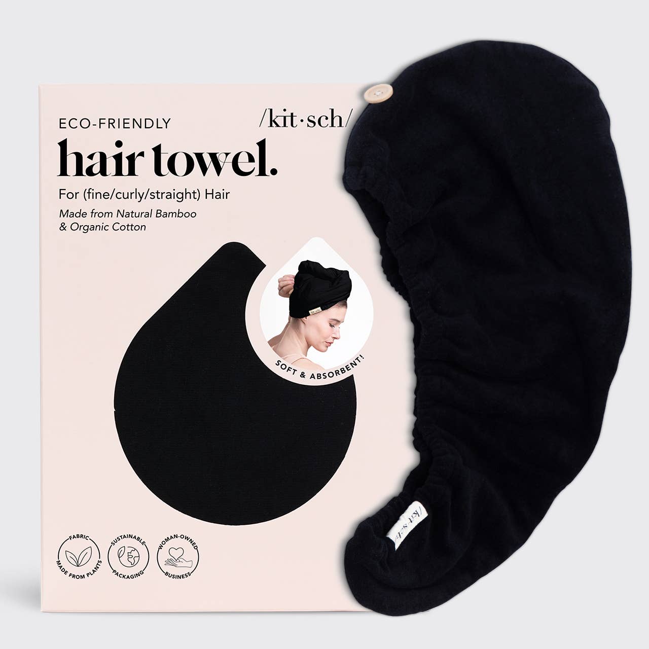 Quick Dry Hair Towel - Eco Black