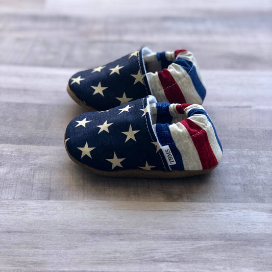 Distressed Stars and Stripes Moccasins