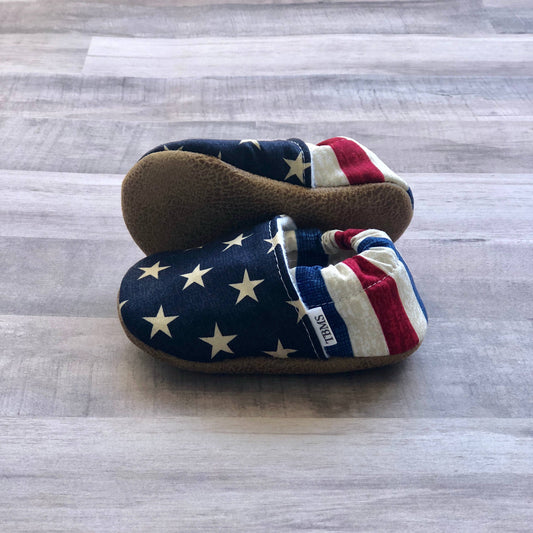 Distressed Stars and Stripes Moccasins