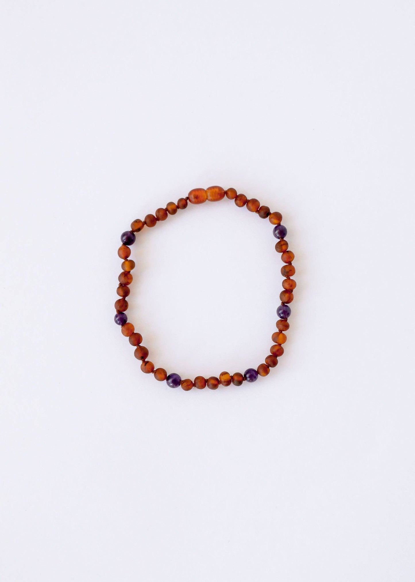 Raw Cognac Baltic Amber + Amethyst || Halo Necklace ||