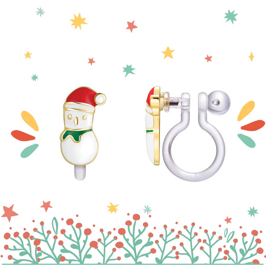 Snowman Cutie Clip On Earrings