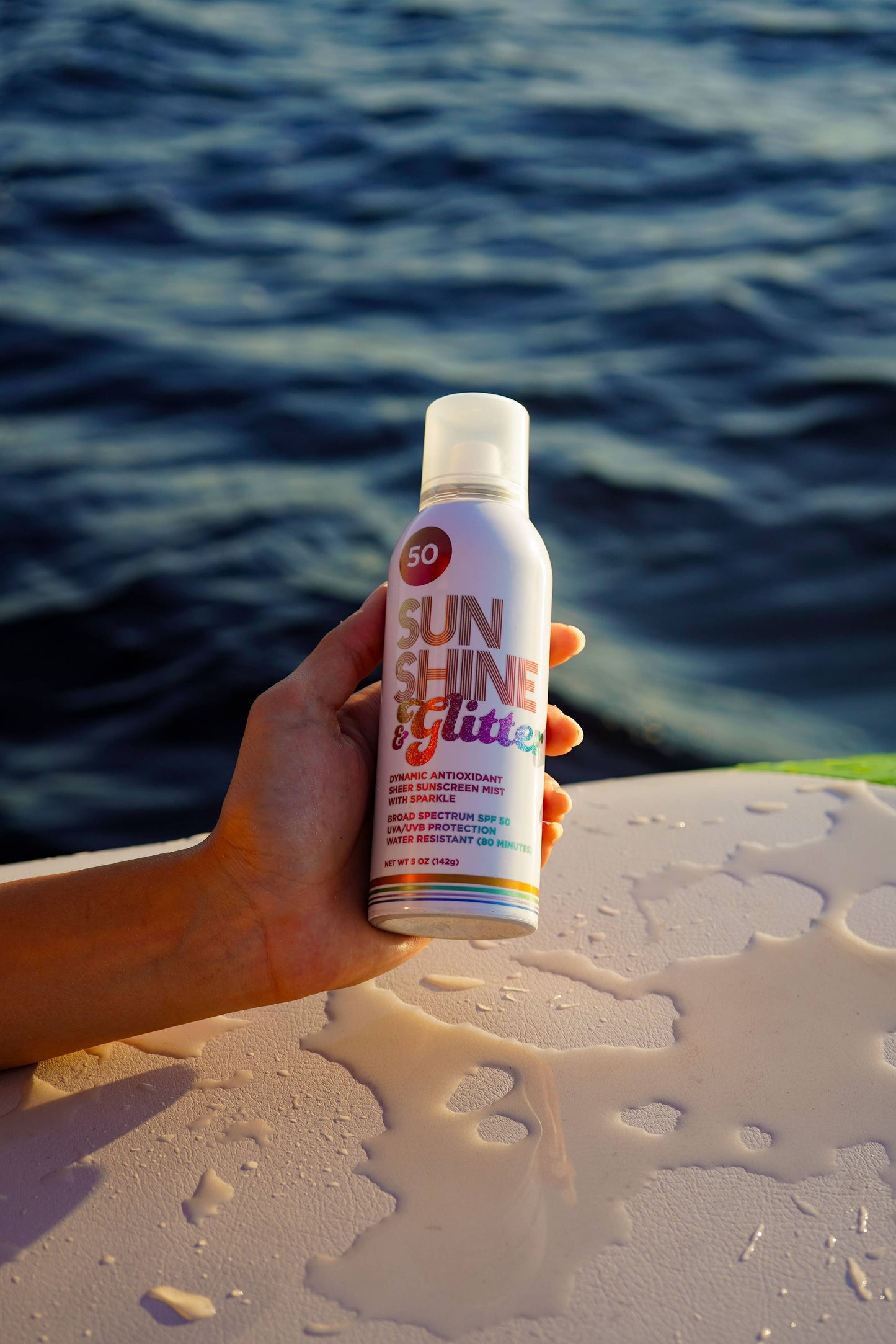 Sunshine & Glitter SPARKLE SHIMMER Sport SPF 50 Mist spray sunscreen