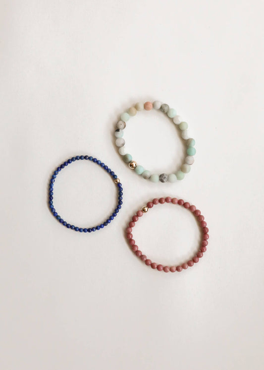 Lapis Lazuli + 14k Gold Filled || Adult Beaded Bracelet: 6"