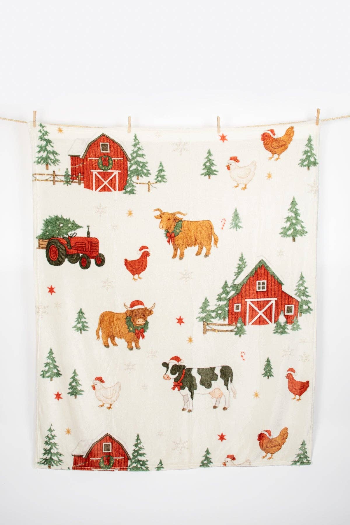 Christmas Barns & Animals Plush Blanket