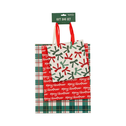 Christmas Bows Gift Bag Set