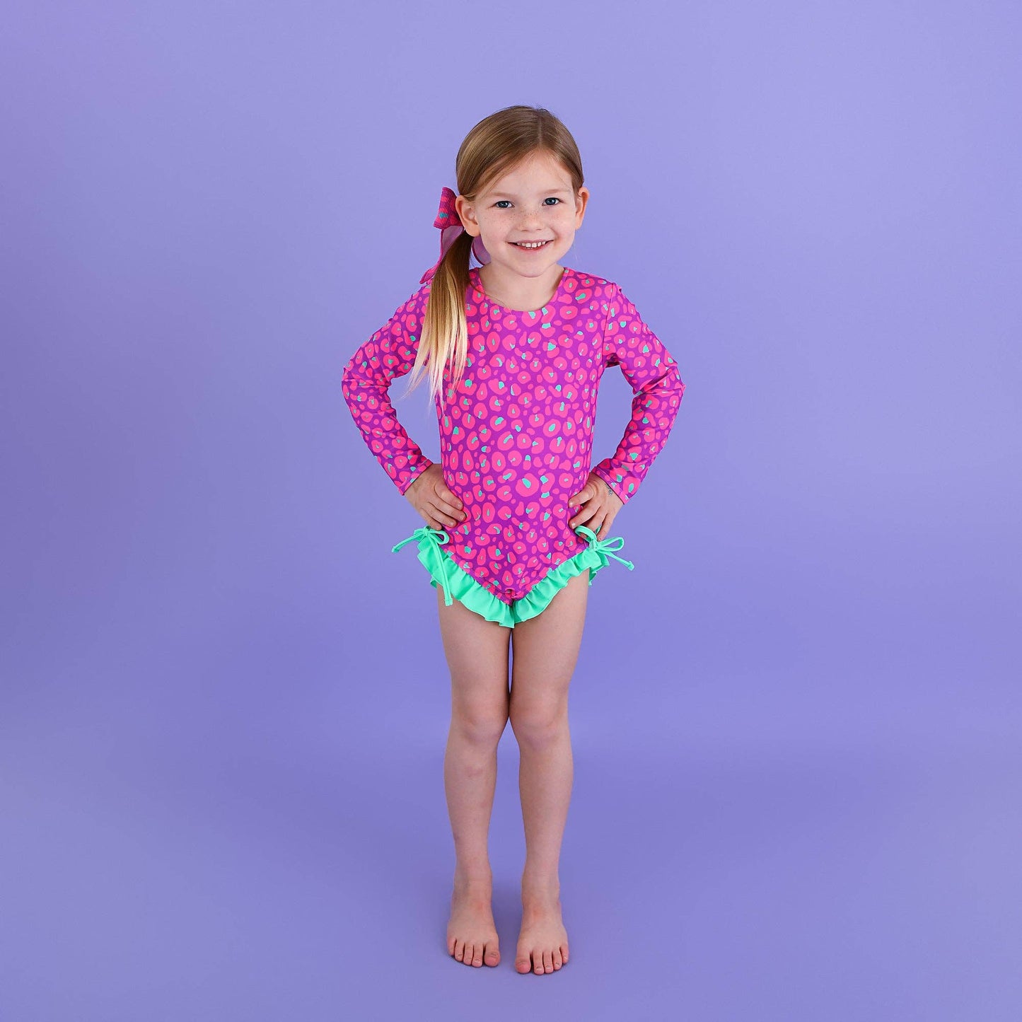 Tara Leopard LONG SLEEVE RASH GUARD SWIMSUIT