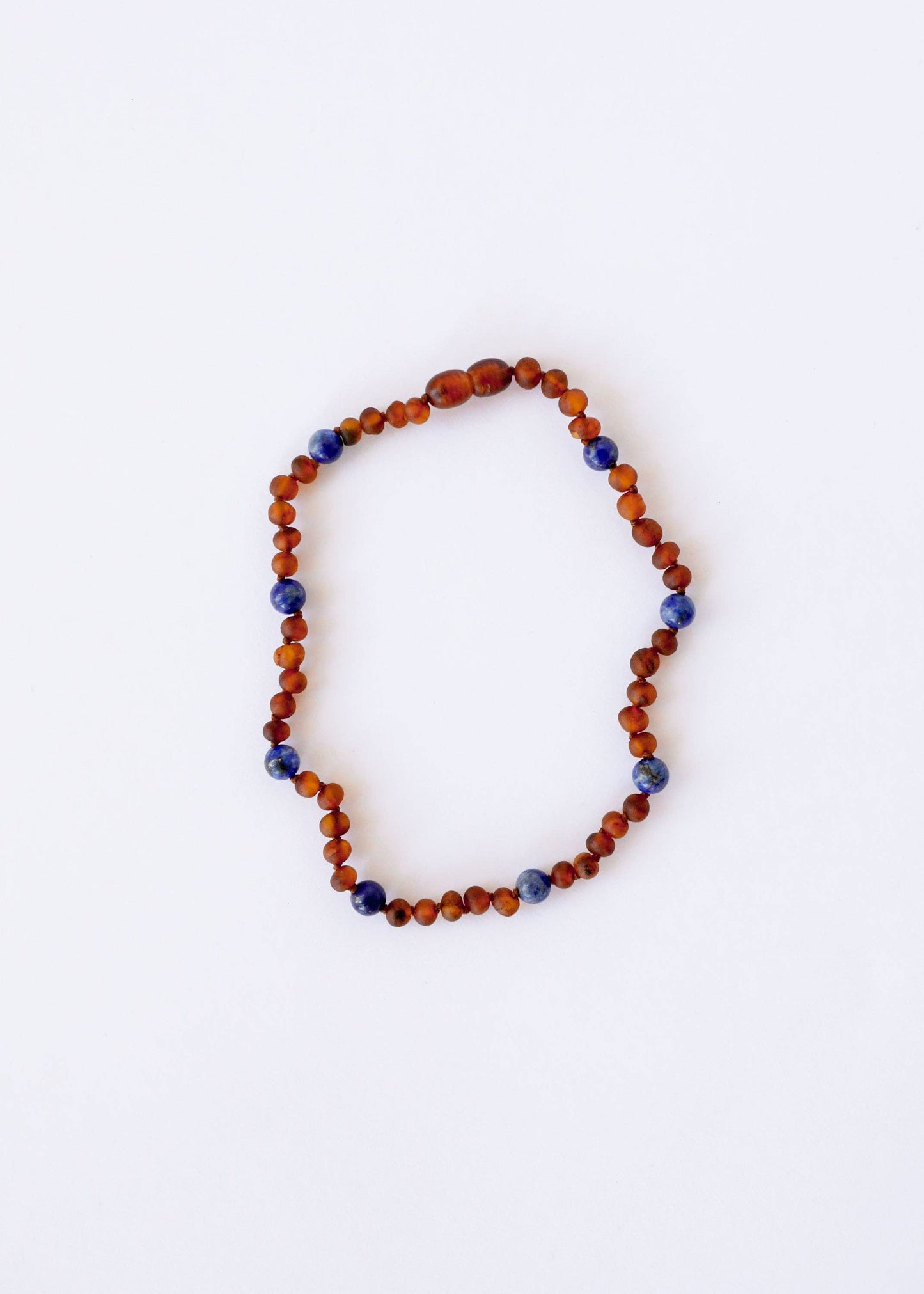 Raw Cognac Baltic Amber + Lapis Lazuli || Halo Necklace ||