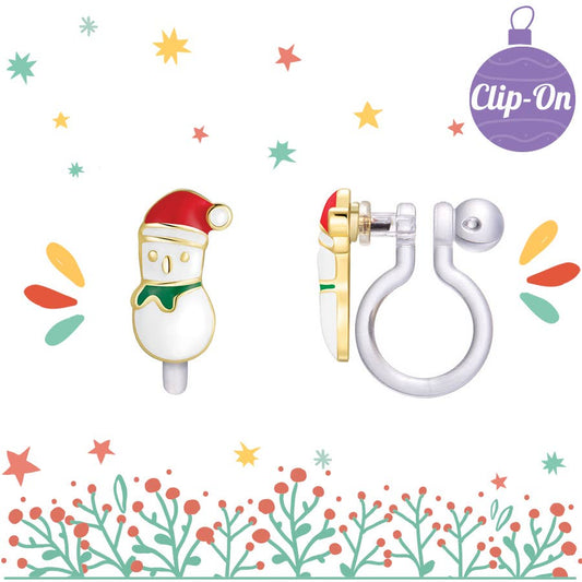 Snowman Cutie Clip On Earrings
