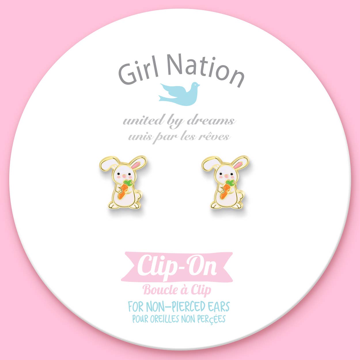 CLIP ON Cutie Earrings- Easter Bunny Hugs