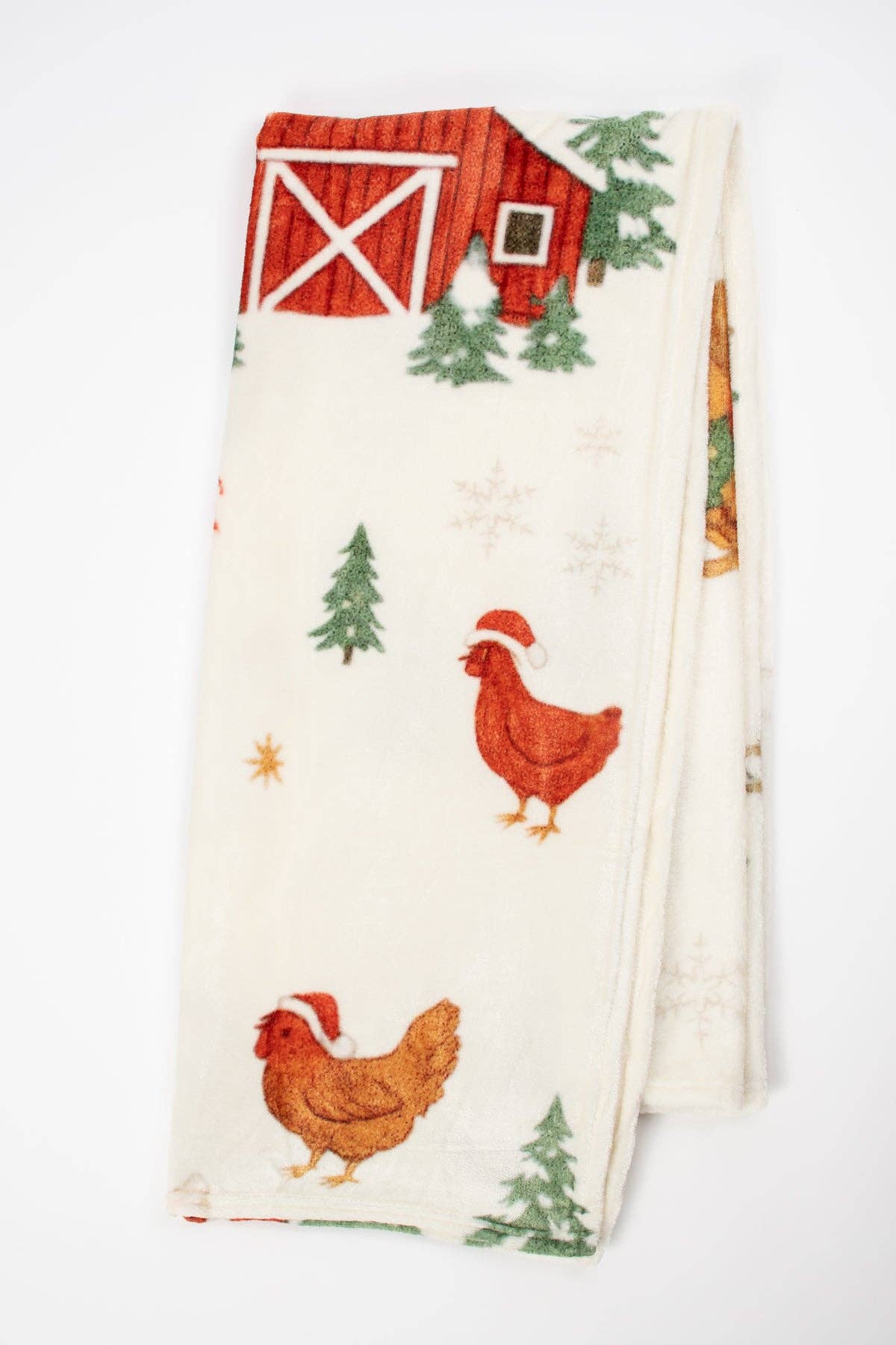 Christmas Barns & Animals Plush Blanket