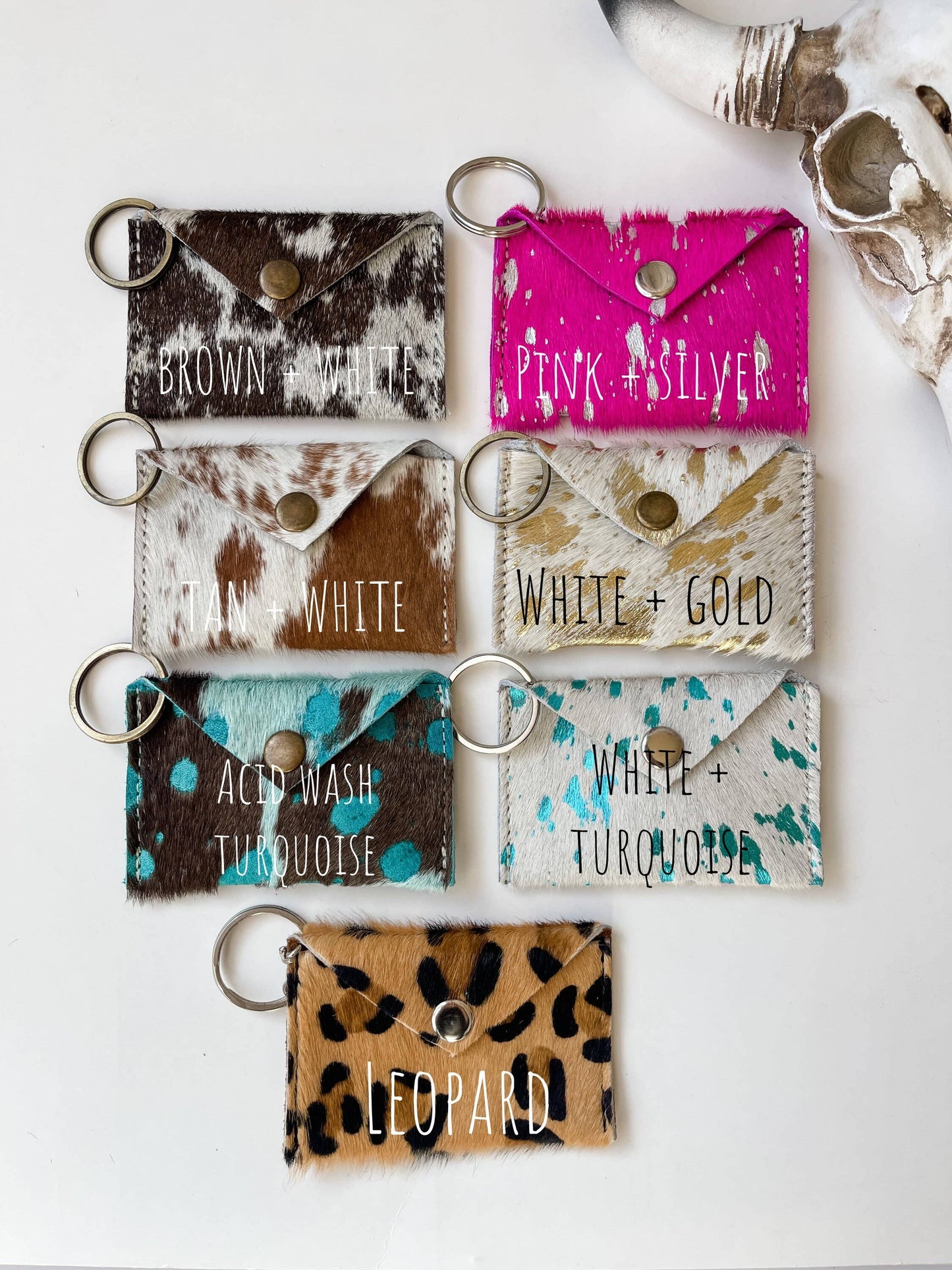 Cowhide Credit Card Holder Keychain - Gift Card holder