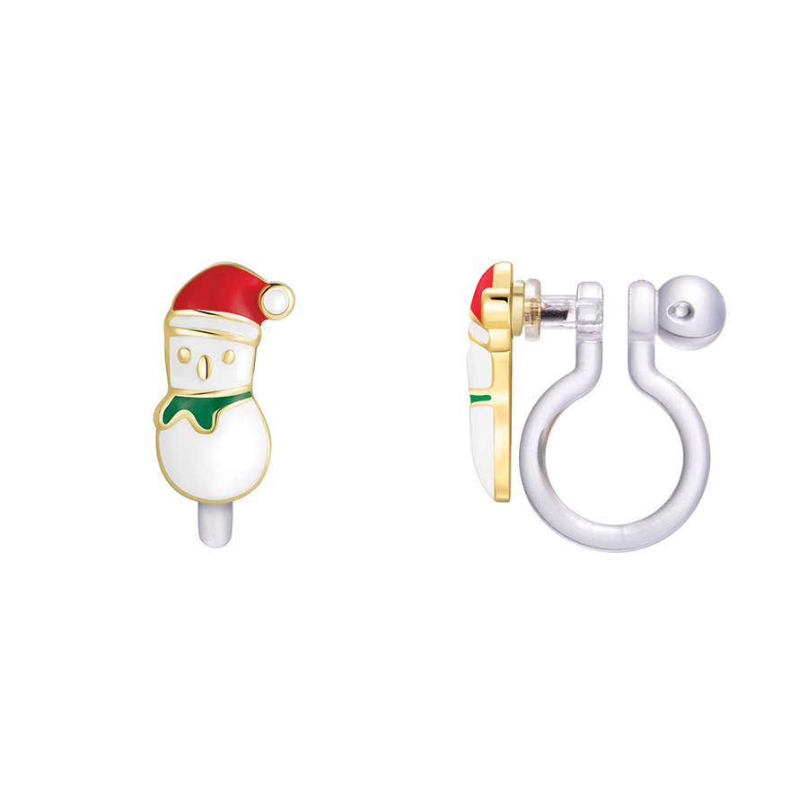 Snowman Cutie Clip On Earrings