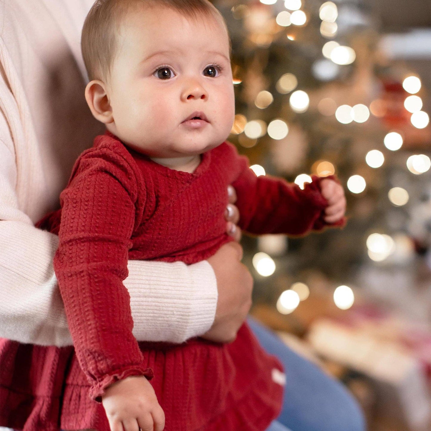 Dotted Rib Organic Cotton Dress - Brick Red