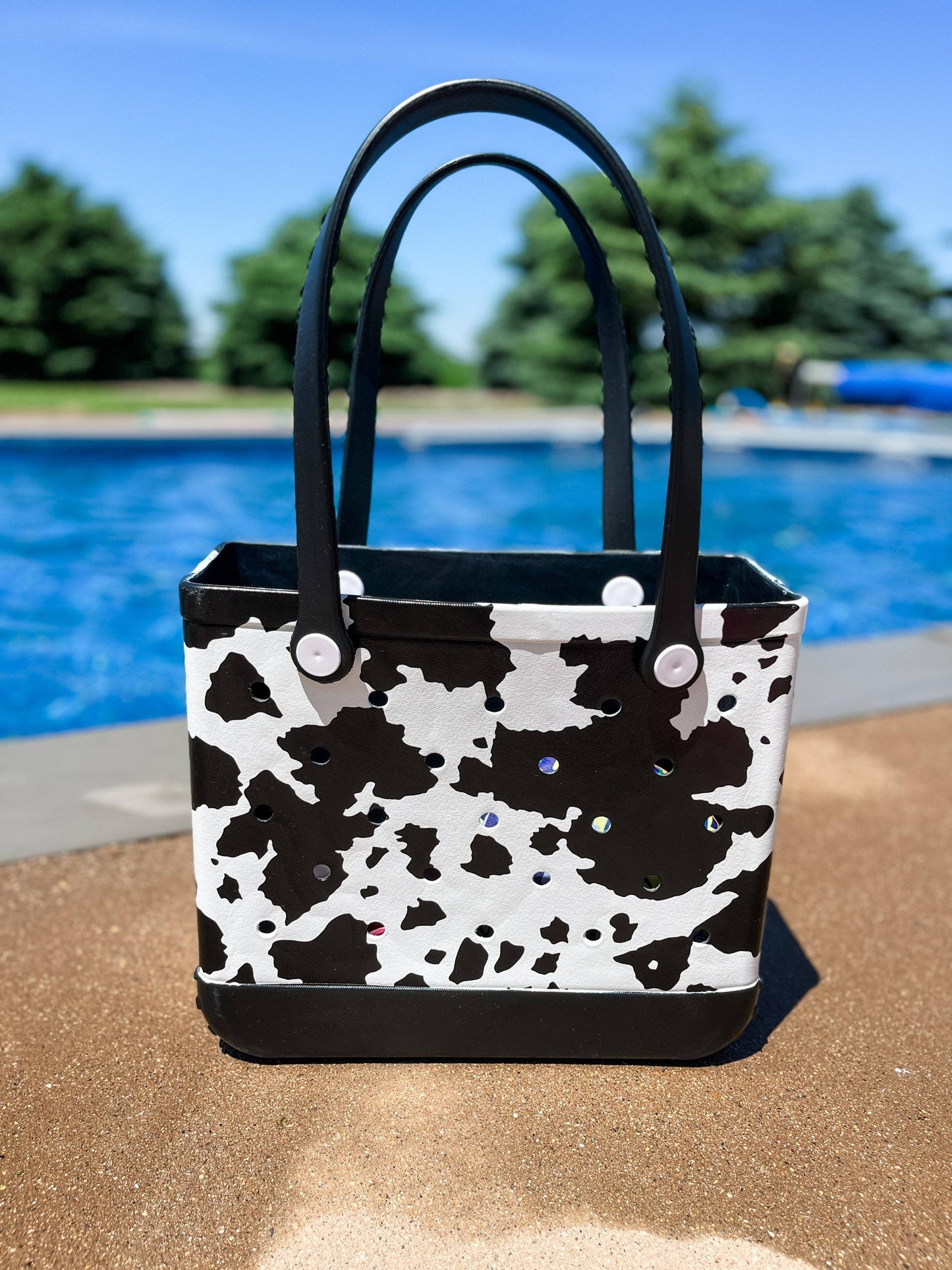 Cow Print Mini Beach Rubber Durable Tote Bag