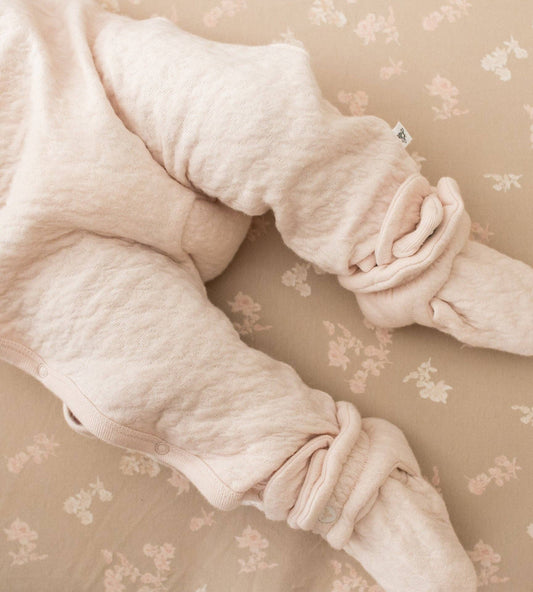 Organic Cotton Quilted Bee Baby Booties - Ranunculus