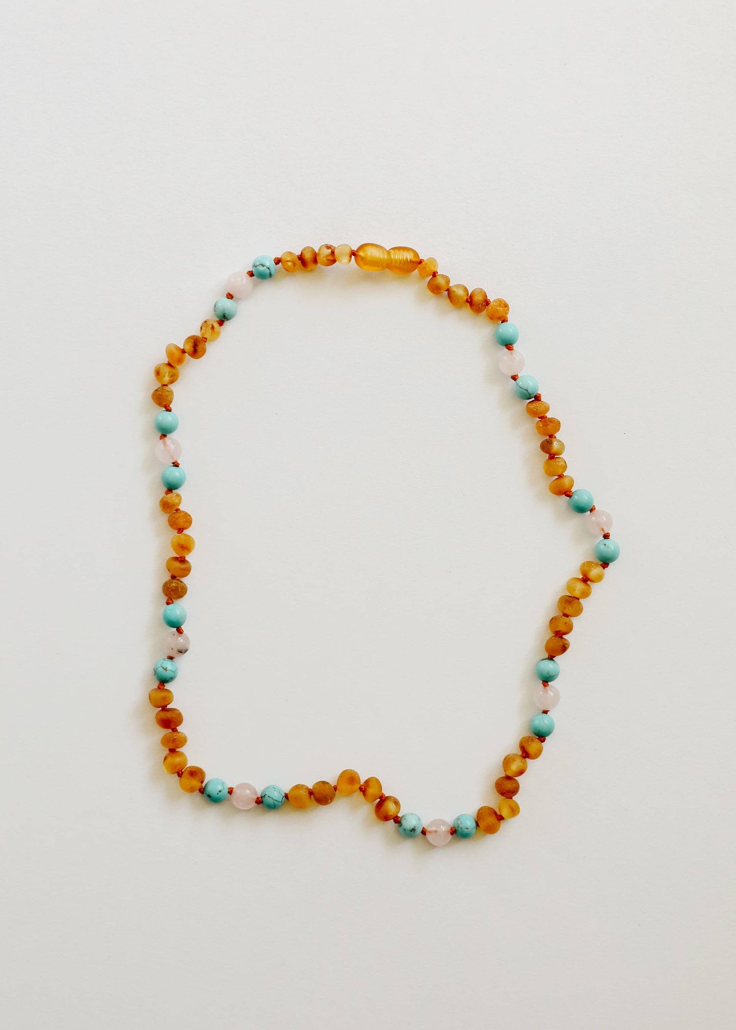 Raw Honey Baltic Amber + Turquoise + Rose Quartz || Necklace