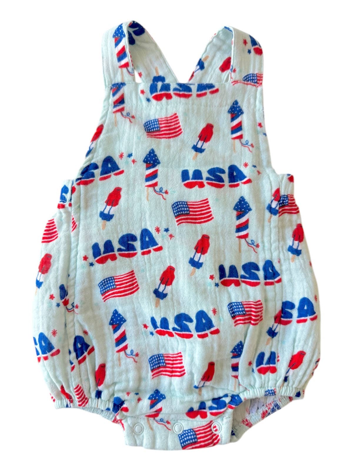 Muslin Retro Sunsuit, 4th of July Blue