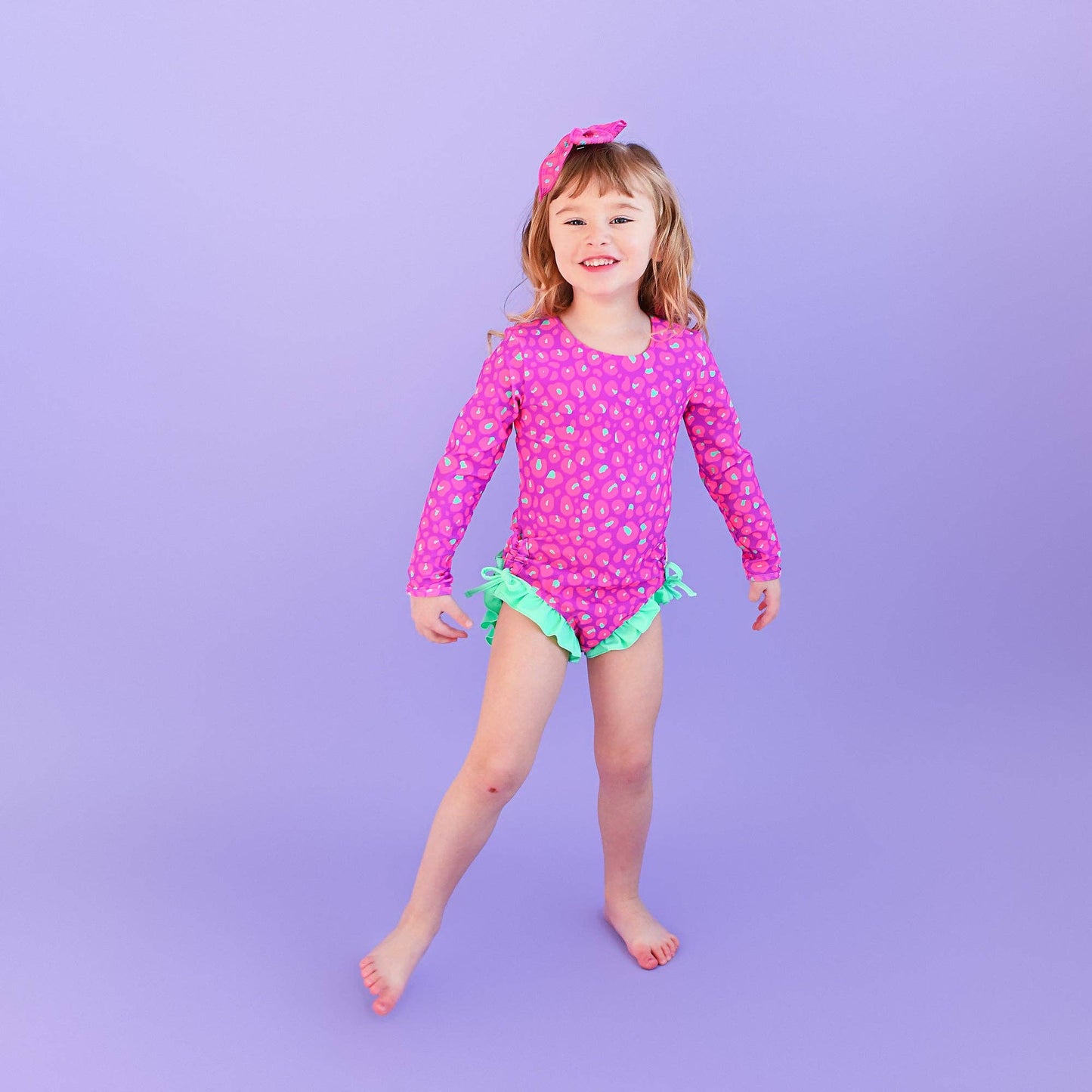 Tara Leopard LONG SLEEVE RASH GUARD SWIMSUIT