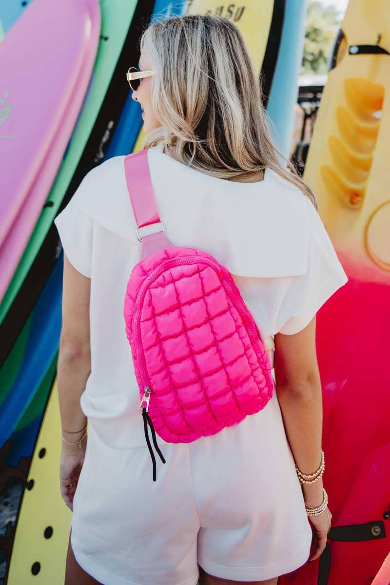 Hot Pink Quilted Cute Sling Bag