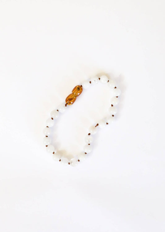 Pure Gemstone + Moonstone || Beaded Anklet or Bracelet: 7" Adult Bracelet