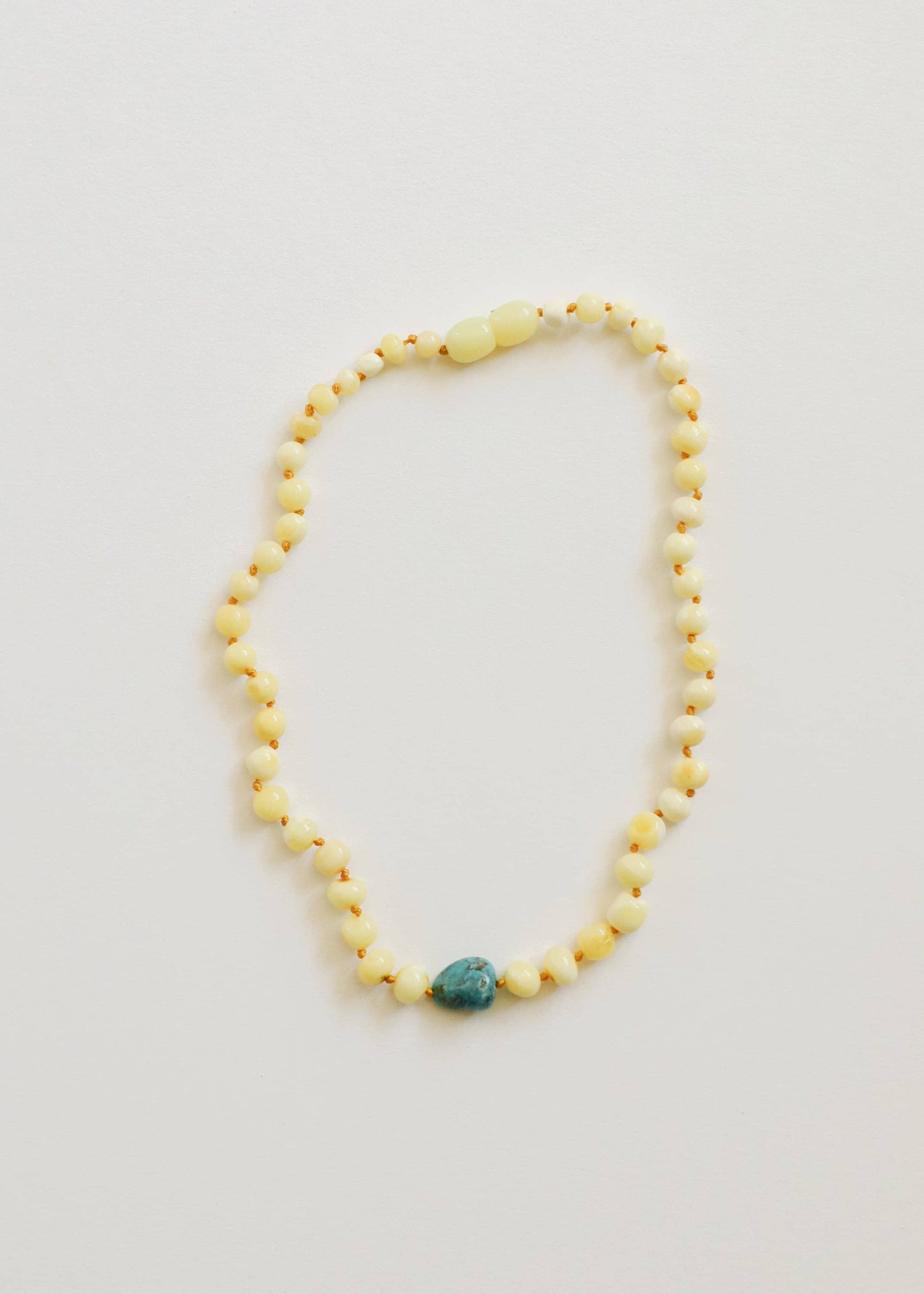 Butterscotch Baltic Amber and Natural Turquoise || Necklace: 12.5" Baby or Child Necklace