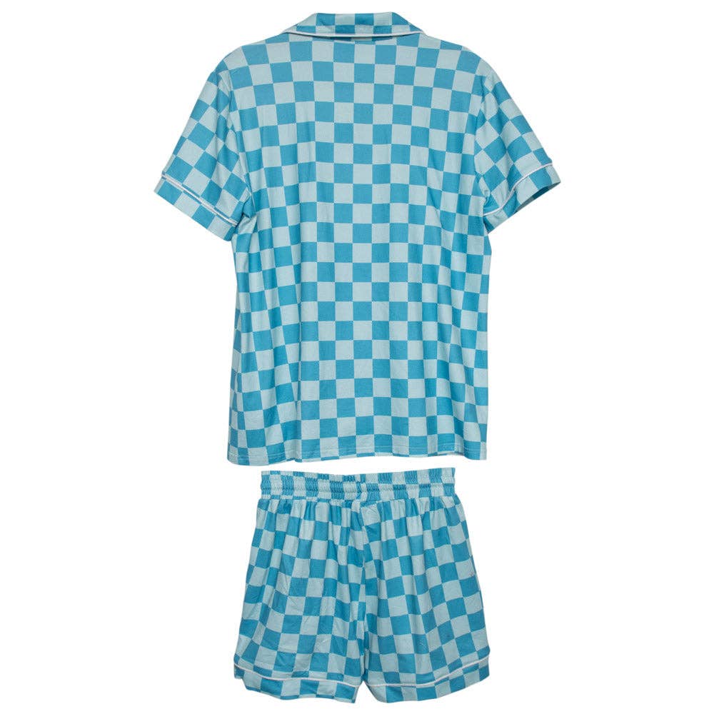 Teal Checker Wholesale Pajama Loungewear