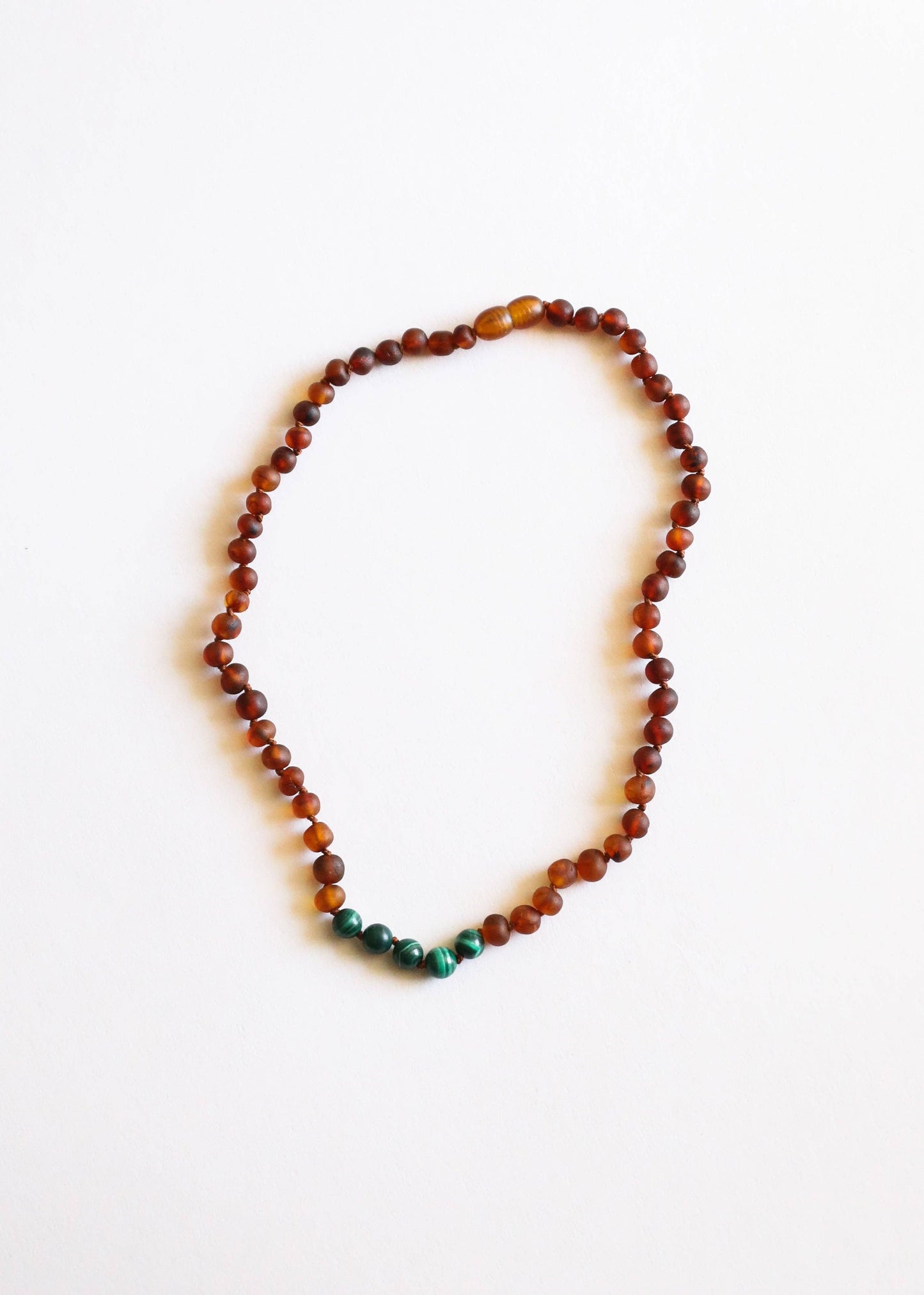 Raw Cognac Baltic Amber + Malachite || Necklace