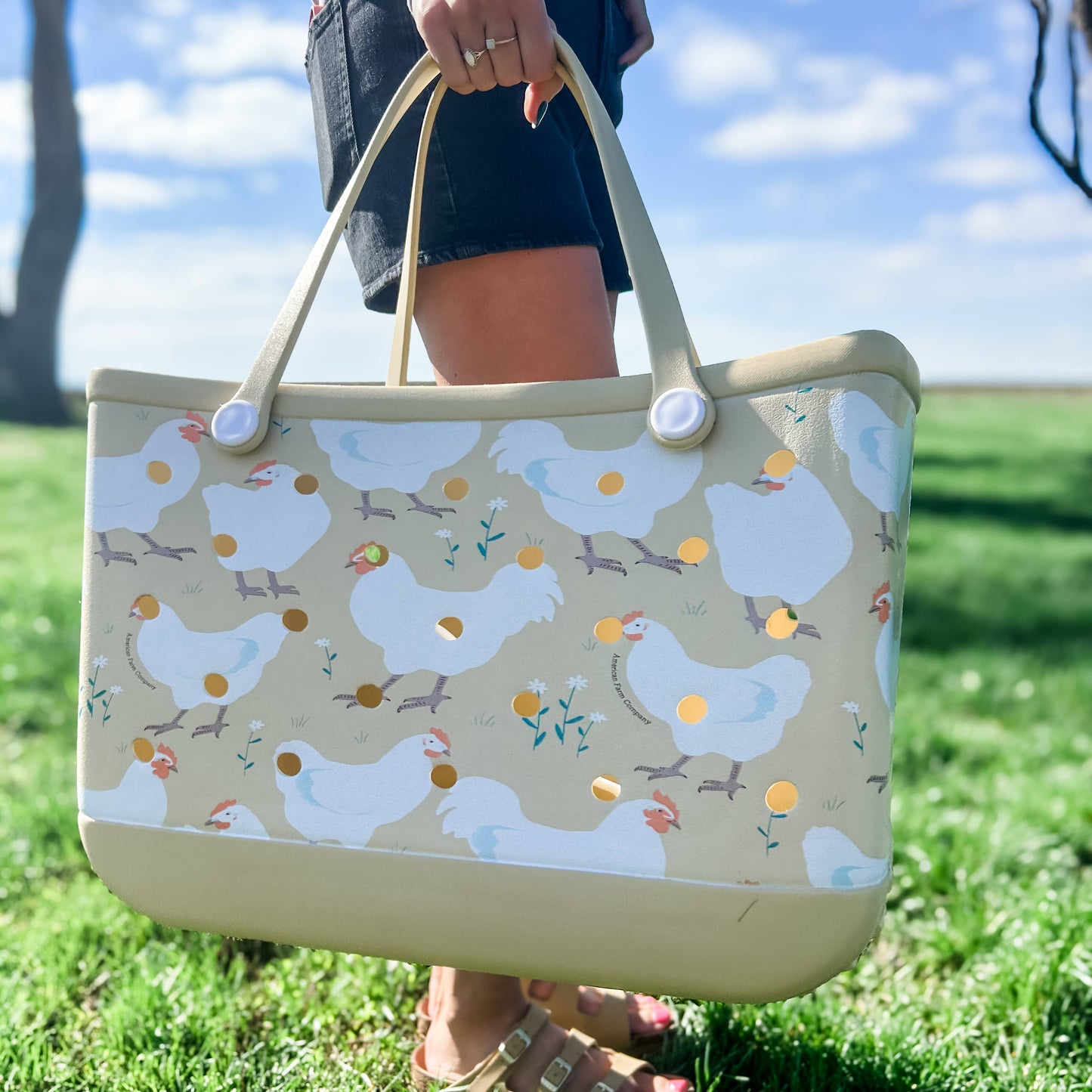 Spring Chicken Beach Rubber Durable Tote Bag