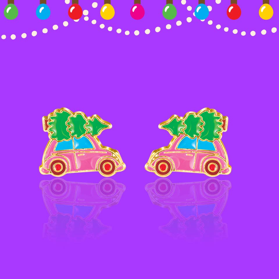 Christmas Tree Shopping Cutie Stud Earrings