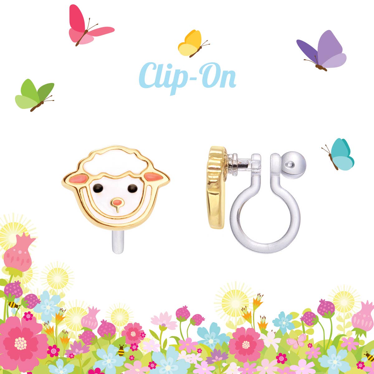 CLIP ON Cutie Earrings- Lovely Lamb