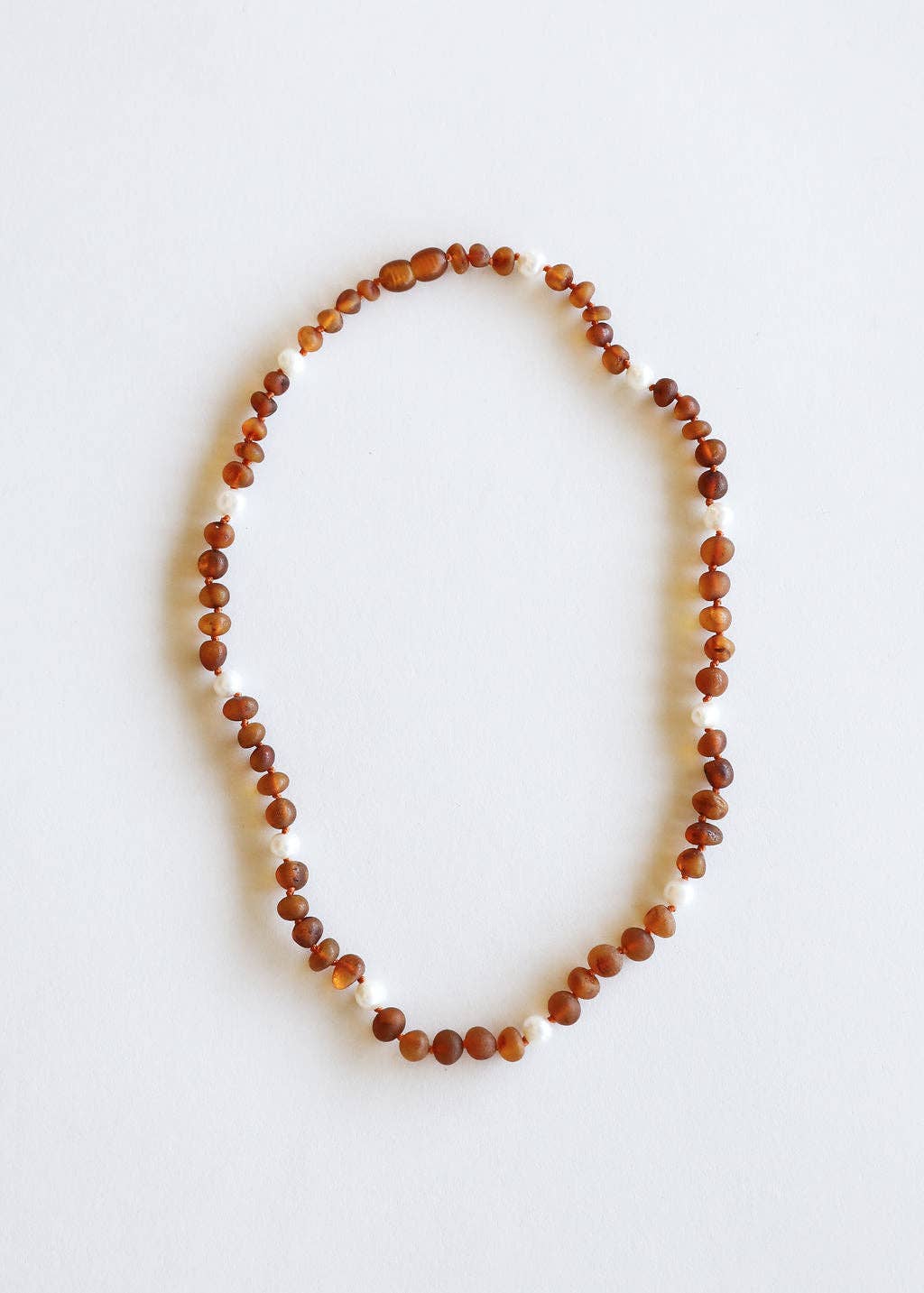 Raw Cognac Baltic Sea Amber + Pearl Halo Beaded Necklace