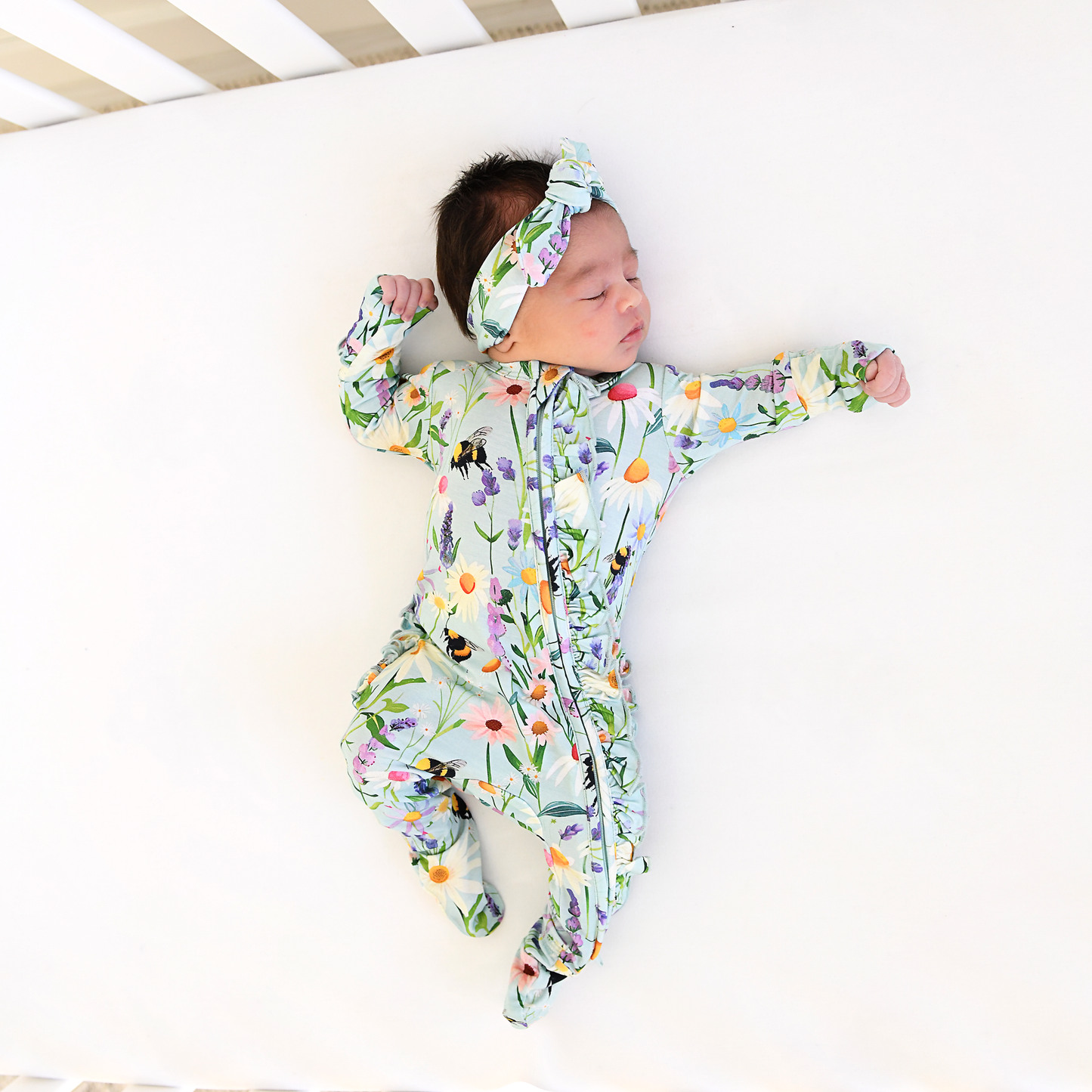 Bumble Ruffle Zip Bamboo Baby Sleepies Little Outfit