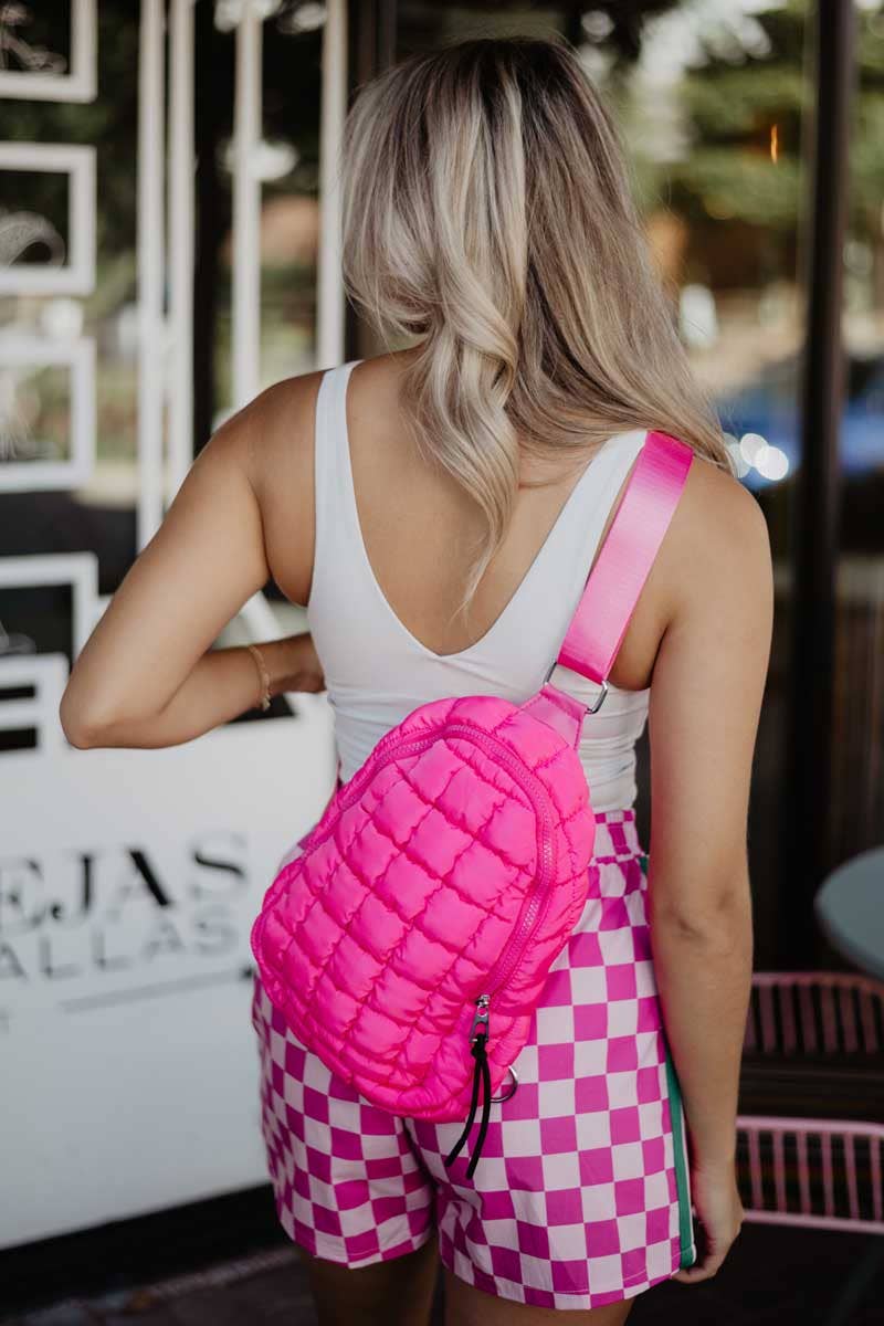 Hot Pink Quilted Cute Sling Bag